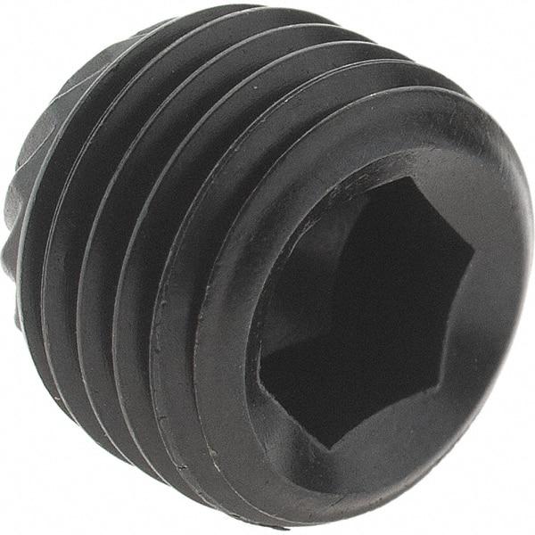 Value Collection - 3/8-24 UNF, 5/16" Long, Knurled Cup Point Set Screw - Grade 8 Alloy Steel, 3/16" Key - USA Tool & Supply