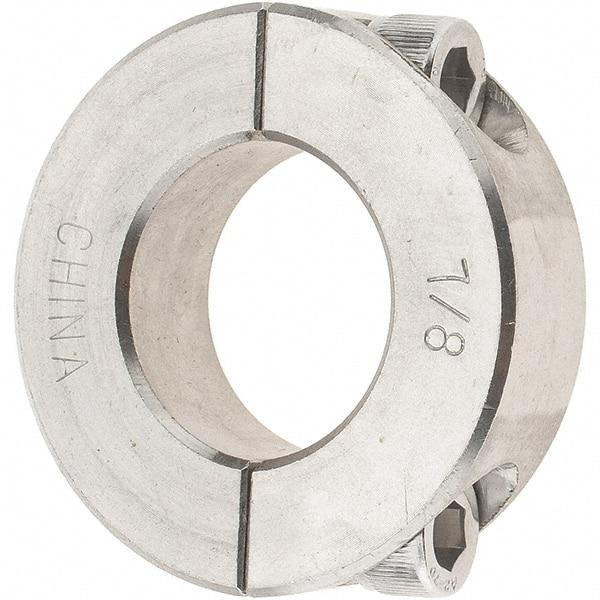 Value Collection - 7/8" Bore, Stainless Steel, Two Piece Shaft Collar - 1-5/8" Outside Diam, 1/2" Wide - USA Tool & Supply