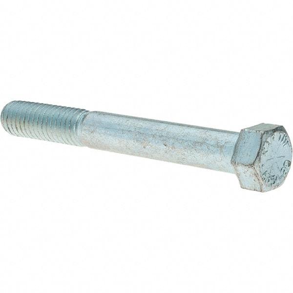 Value Collection - 7/16-14 UNC, 3-1/2" Length Under Head Hex Head Cap Screw - Partially Threaded, Grade 8 Alloy Steel, Zinc-Plated Finish, 5/8" Hex - USA Tool & Supply