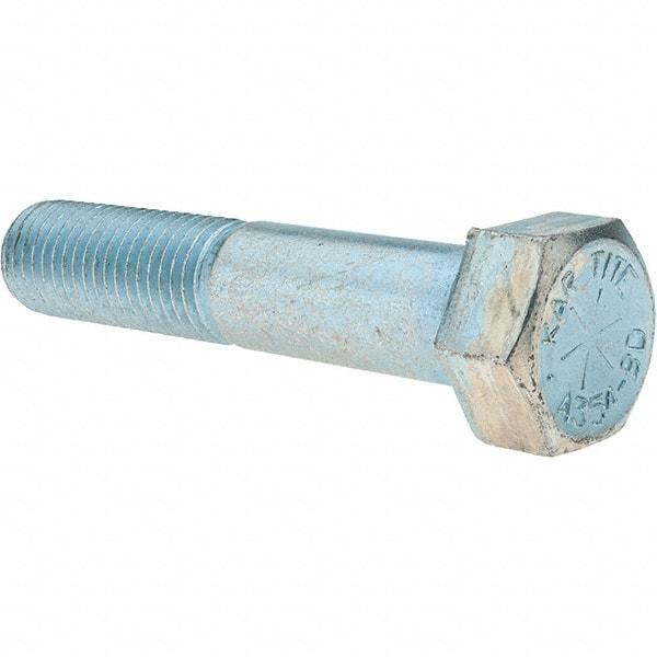 Value Collection - 7/8-9 UNC, 4-1/2" Length Under Head Hex Head Cap Screw - Partially Threaded, Grade 8 Alloy Steel, Zinc-Plated Finish, 1-5/16" Hex - USA Tool & Supply