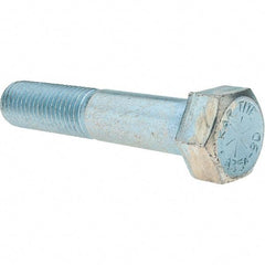 Value Collection - 7/8-9 UNC, 4-1/2" Length Under Head Hex Head Cap Screw - Partially Threaded, Grade 8 Alloy Steel, Zinc-Plated Finish, 1-5/16" Hex - USA Tool & Supply
