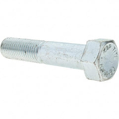 Value Collection - 1-8 UNC, 5" Length Under Head Hex Head Cap Screw - Partially Threaded, Grade 8 Alloy Steel, Zinc-Plated Finish, 1-1/2" Hex - USA Tool & Supply