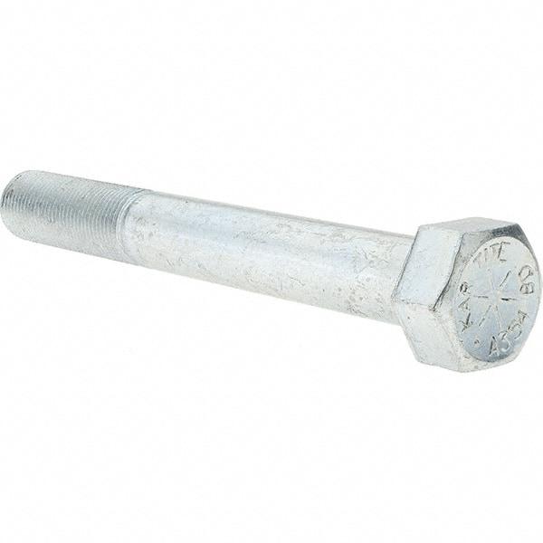 Value Collection - 7/8-9 UNC, 7" Length Under Head Hex Head Cap Screw - Partially Threaded, Grade 8 Alloy Steel, Zinc-Plated Finish, 1-5/16" Hex - USA Tool & Supply