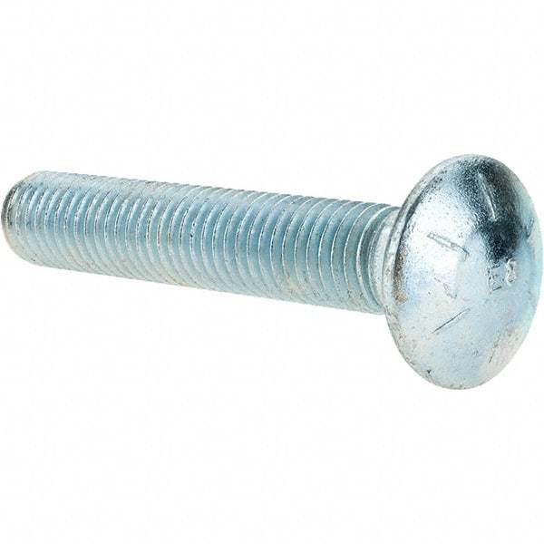 Value Collection - 5/8-11 UNC 3-1/2" Length Under Head, Standard Square Neck, Carriage Bolt - Grade 8 Alloy Steel, Zinc-Plated Clear Chromate Finish - USA Tool & Supply