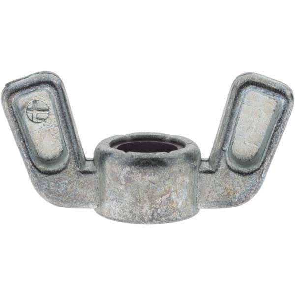 Value Collection - 3/8-16 UNC, Zinc Plated, Zinc Alloy Nylon-Insert Locking Wing Nut - Grade 2, 1-1/2" Wing Span, 0.718" Wing Span - USA Tool & Supply