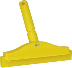 Vikan - 10" Rubber Blade Floor Squeegee - Double Edge, Yellow, Plastic Holder - USA Tool & Supply