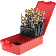 DORMER - 1 to 13mm, 118° Point, TiN Finish, High Speed Steel Jobber Length Drill Bit Set - USA Tool & Supply