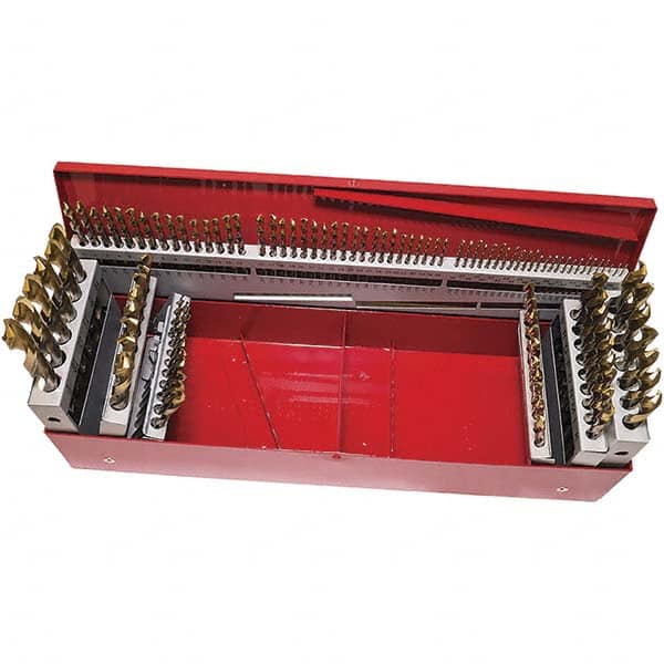 DORMER - 1/16 to 1/2", 118° Point, TiN Finish, High Speed Steel Jobber Length Drill Bit Set - USA Tool & Supply