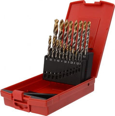 DORMER - 1 to 10mm, 118° Point, TiN Finish, High Speed Steel Jobber Length Drill Bit Set - USA Tool & Supply