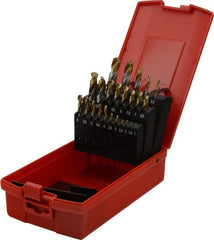 DORMER - 1 to 10.5mm, 135° Point, Bright Finish, High Speed Steel Screw Machine Length Drill Bit Set - USA Tool & Supply