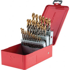 DORMER - 1/16 to 1/2", 118° Point, TiN Finish, High Speed Steel Jobber Length Drill Bit Set - USA Tool & Supply