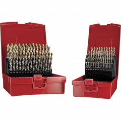 DORMER - 1 to 10mm, 118° Point, TiN Finish, High Speed Steel Jobber Length Drill Bit Set - USA Tool & Supply