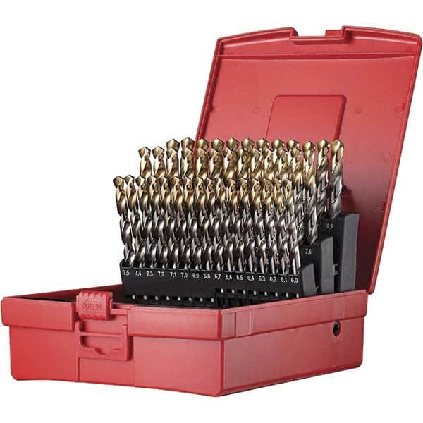 DORMER - 6 to 10mm, 118° Point, TiN Finish, High Speed Steel Jobber Length Drill Bit Set - USA Tool & Supply