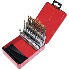 DORMER - 0.04 to 0.228", 118° Point, TiN Finish, High Speed Steel Jobber Length Drill Bit Set - USA Tool & Supply