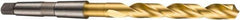 DORMER - 18mm, 2MT 118° Point High Speed Steel Taper Shank Drill Bit - TiN Finish, 130mm Flute Length, 228mm OAL, Spiral Flute, Series A530 - USA Tool & Supply
