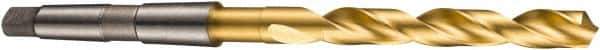DORMER - 35mm, 4MT 118° Point High Speed Steel Taper Shank Drill Bit - TiN Finish, 190mm Flute Length, 339mm OAL, Spiral Flute, Series A530 - USA Tool & Supply