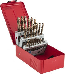 DORMER - 1 to 13mm, 135° Point, Bronze Finish, Cobalt Jobber Length Drill Bit Set - USA Tool & Supply