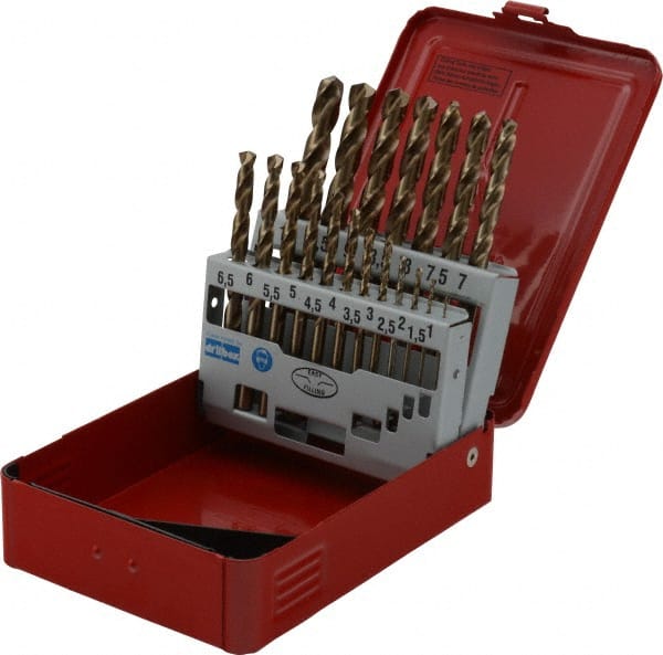 DORMER - 1 to 10mm, 135° Point, Bronze Finish, Cobalt Jobber Length Drill Bit Set - USA Tool & Supply