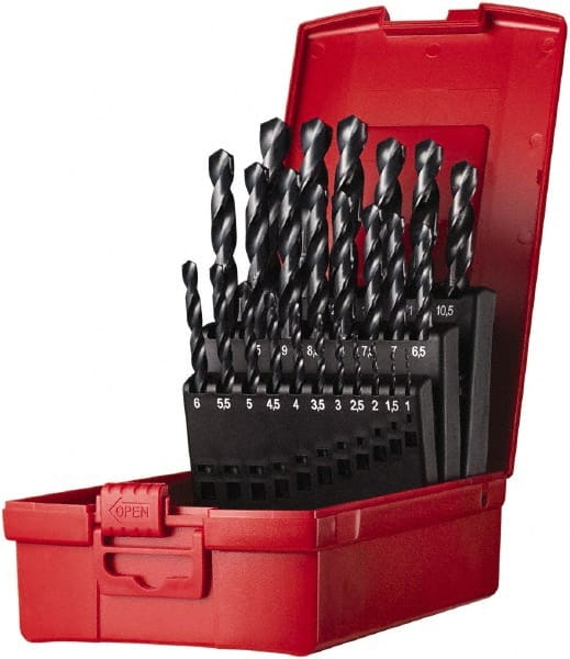DORMER - 1 to 13mm, 118° Point, Oxide Finish, High Speed Steel Jobber Length Drill Bit Set - USA Tool & Supply