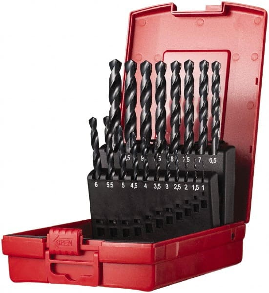 DORMER - 1 to 10mm, 118° Point, Oxide Finish, High Speed Steel Jobber Length Drill Bit Set - USA Tool & Supply