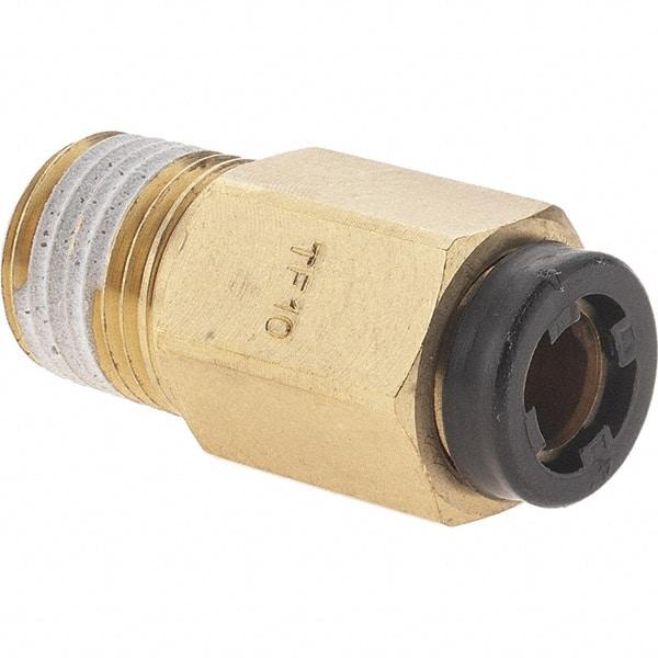 Parker - 3/16" Outside Diam, 1/8 NPT, Nickel Plated Brass Push-to-Connect Tube Male Connector - 290 Max psi, Tube to Male NPT Connection - USA Tool & Supply