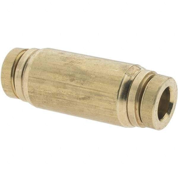 Parker - 1/4" Outside Diam, Brass Push-to-Connect Tube Union - Tube to Tube Connection, Nitrile O-Ring - USA Tool & Supply