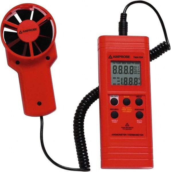 Amprobe - 0.4 to 25 m/Sec Air Anemometer - 122°F Max - USA Tool & Supply