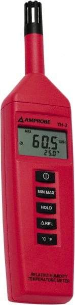 Amprobe - -4 to 140°F, 0 to 100% Humidity Range, Temp and Humidity Recorder - 3% Relative Humidity Accuracy, 0.1% RH, 0.1° F/C Resolution - USA Tool & Supply