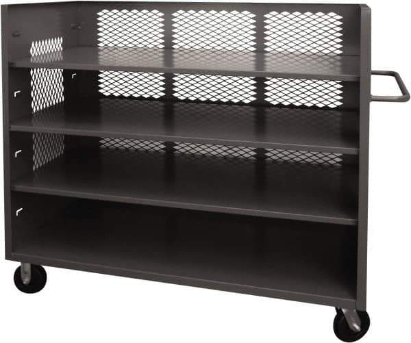 Durham - 2,000 Lb Capacity, 3 Shelf, 3-Sided Steel Truck - 30" Long x 48-1/2" Wide x 56-7/16" High, Phenolic Wheels - USA Tool & Supply
