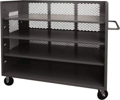 Durham - 2,000 Lb Capacity, 3 Shelf, 3-Sided Steel Truck - 30" Long x 48-1/2" Wide x 56-7/16" High, Phenolic Wheels - USA Tool & Supply