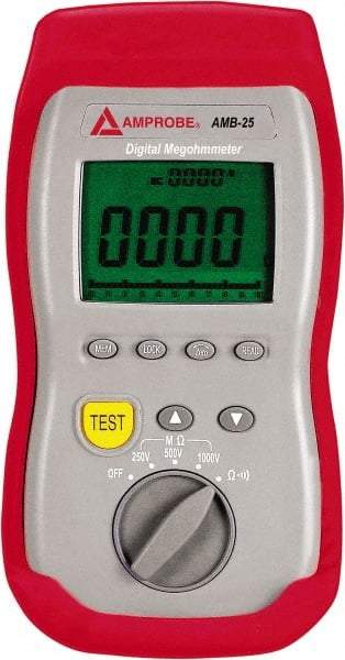 Amprobe - Digital LCD Display, 2,000 Megohm Electrical Insulation Resistance Tester & Megohmmeter - 1,000 VDC Max Test Voltage, Powered by 1.5V AA Battery - USA Tool & Supply