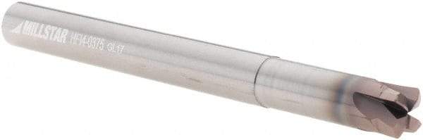 Millstar - 3/8", 4 Flute, Single End, Solid Carbide, 0.046" Corner Radius End Mill - 4" OAL, Right Hand Flute, 0.17" LOC, Right Hand Cut - USA Tool & Supply