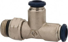 Value Collection - 3/8" Outside Diam, 1/2 Universal, Nickel Plated Brass Push-to-Connect Tube Male Swivel Run Tee - 250 Max psi, Tube to Universal Thread Connection, Buna O-Ring - USA Tool & Supply