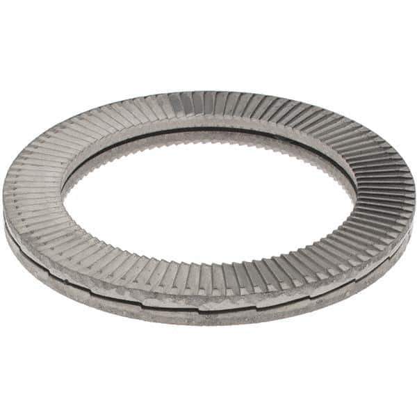 Value Collection - 1", 1.548" OD, Uncoated, Stainless Steel Wedge Lock Washer - Grade 316L, 1.092 to 1.108" ID - USA Tool & Supply
