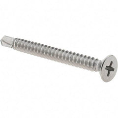 Value Collection - #10, Flat Head, Phillips Drive, 2" OAL, #3 Point, Self Drilling Screw - Grade 410 Stainless Steel - USA Tool & Supply