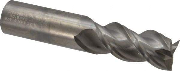 Niagara Cutter - 1", 2" LOC, 1" Shank Diam, 4" OAL, 3 Flute, Solid Carbide Square End Mill - Single End, Uncoated, Spiral Flute, 45° Helix, Centercutting, Right Hand Cut, Right Hand Flute, Series A345 - USA Tool & Supply