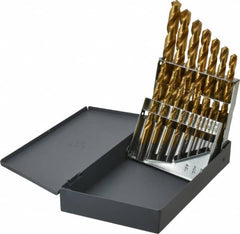 Chicago-Latrobe - 1/16 to 1/2", 118° Point, TiN Finish, High Speed Steel Jobber Length Drill Bit Set - USA Tool & Supply