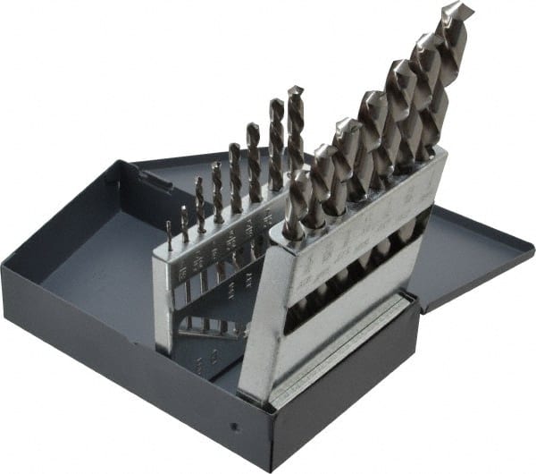 Chicago-Latrobe - 1/16 to 1/2", 118° Point, Bright Finish, High Speed Steel Jobber Length Drill Bit Set - USA Tool & Supply