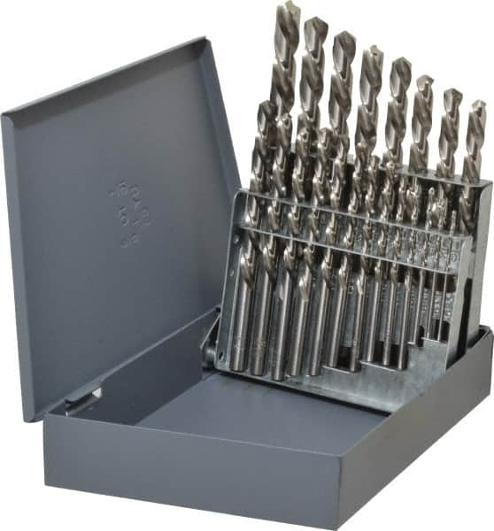 Chicago-Latrobe - 1/16 to 3/8", 118° Point, Bright Finish, High Speed Steel Jobber Length Drill Bit Set - USA Tool & Supply