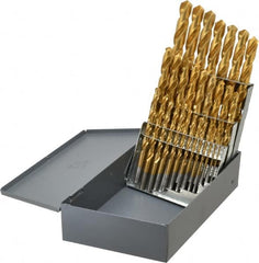 Chicago-Latrobe - 1/16 to 1/2", 118° Point, TiN Finish, High Speed Steel Jobber Length Drill Bit Set - USA Tool & Supply