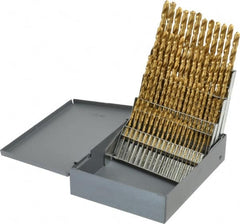 Chicago-Latrobe - 118° Point, TiN Finish, High Speed Steel Jobber Length Drill Bit Set - USA Tool & Supply
