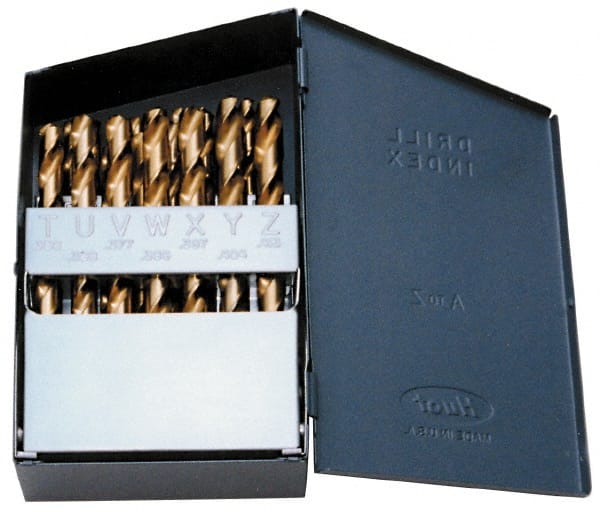 Chicago-Latrobe - 118° Point, TiN Finish, High Speed Steel Jobber Length Drill Bit Set - USA Tool & Supply