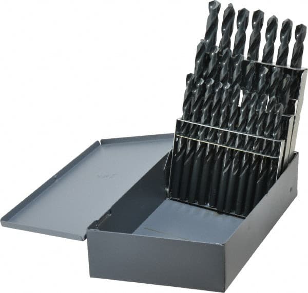 Chicago-Latrobe - 135° Point, Oxide Finish, High Speed Steel Jobber Length Drill Bit Set - USA Tool & Supply