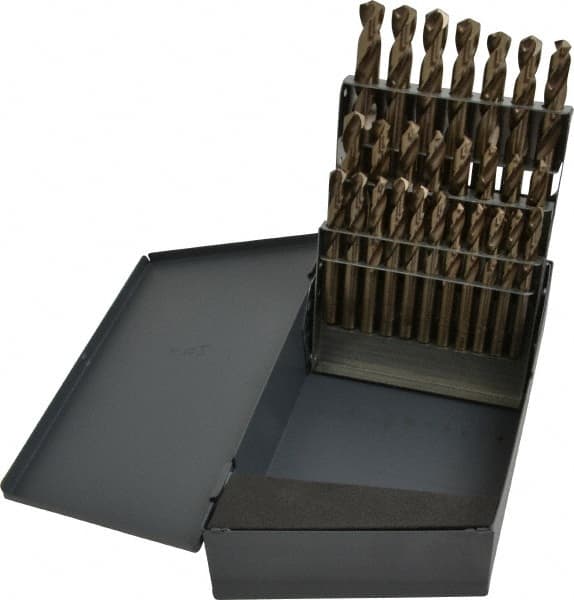 Chicago-Latrobe - 135° Point, Gold Finish, Cobalt Screw Machine Length Drill Bit Set - USA Tool & Supply