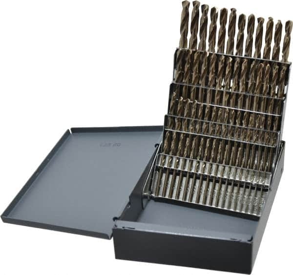 Chicago-Latrobe - 135° Point, Gold Finish, Cobalt Screw Machine Length Drill Bit Set - USA Tool & Supply