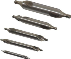 Chicago-Latrobe - 5 Piece, #1 to 5, 1/8 to 7/16" Body Diam, 3/64 to 3/16" Point Diam, Plain Edge, High Speed Steel Combo Drill & Countersink Set - 60° Incl Angle, 1/8 to 2-3/4" OAL, Double End, 217 Series Compatibility - USA Tool & Supply