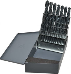 Chicago-Latrobe - 1/16 to 1/2", 135° Point, Oxide Finish, High Speed Steel Screw Machine Length Drill Bit Set - USA Tool & Supply