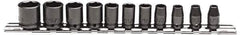 Proto - 11 Piece 1/4" Drive Impact Socket Set - 6 Points, 3/16" to 5/8" Range, Inch Measurement Standard - USA Tool & Supply