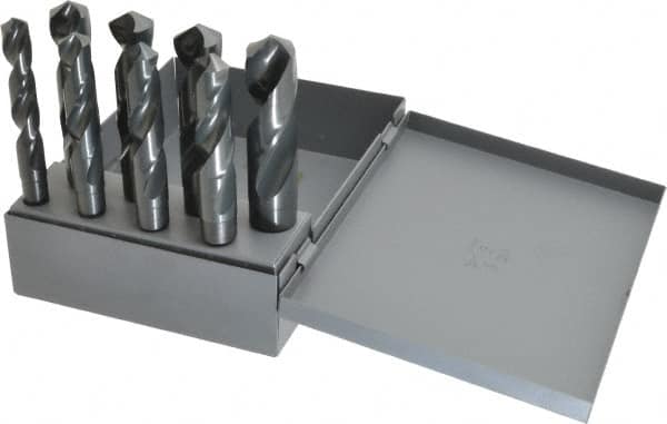 Chicago-Latrobe - 9/16 to 1", 118° Point, Oxide Finish, High Speed Steel Reduced Shank Drill Bit Set - USA Tool & Supply