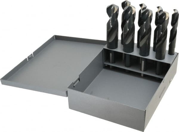 Chicago-Latrobe - 9/16 to 1", 118° Point, Oxide Finish, High Speed Steel Reduced Shank Drill Bit Set - USA Tool & Supply